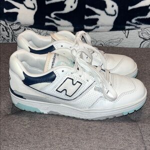 New Balance 550 White and Navy Sneakers